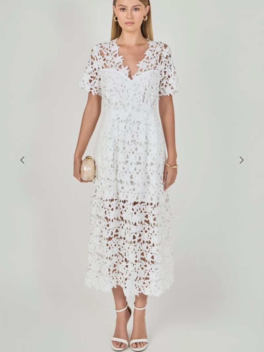 Endless Rose White Crochet Lace Midi Dress